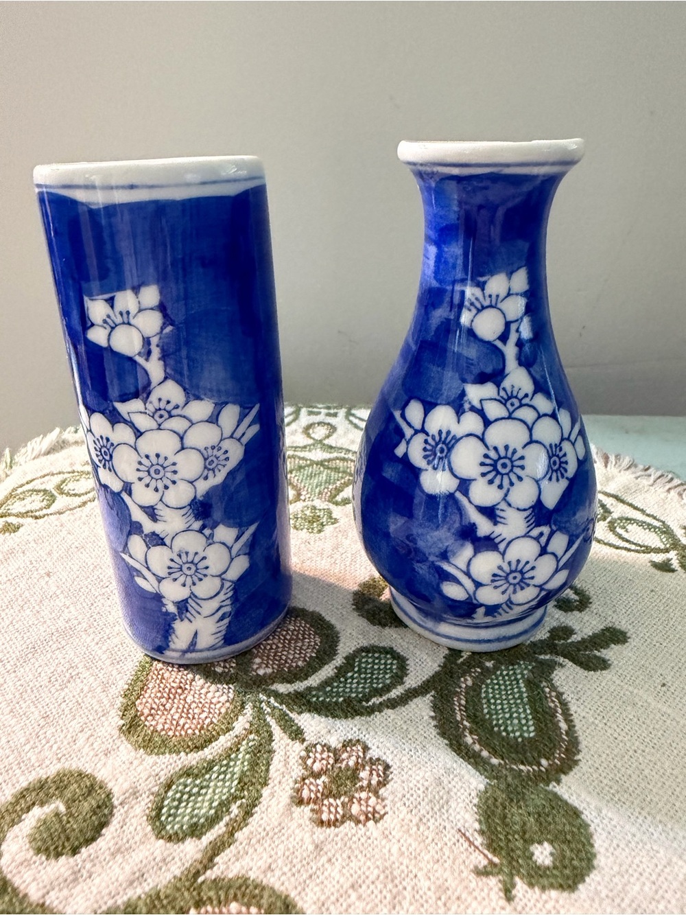 Blue and White Cherry Blossom Bud Vases